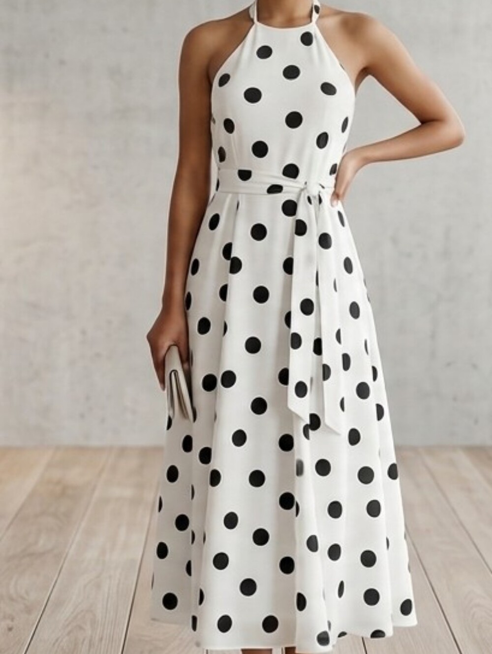NEW Ann Taylor Factory Polka Dot Halter Midi Dress + Matching Belt Size Sz 8 - Picture 16 of 16